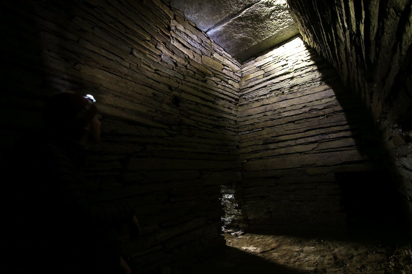 Inside Cuween Chambered Cairn, Firth