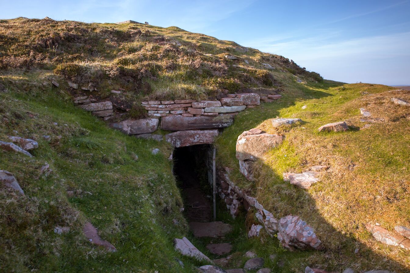 The entrance to Vinquoy Chambered Cairn, Eday