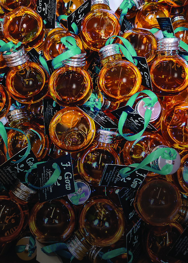 VS Distiller's J.Gow spiced rum Christmas baubles