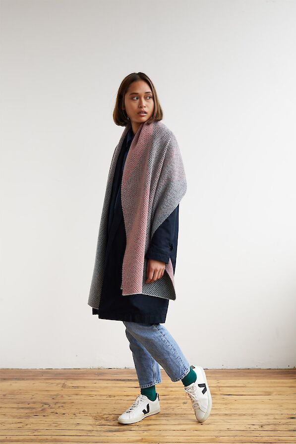 Voe scarf in rowan ink by Hilary Grant