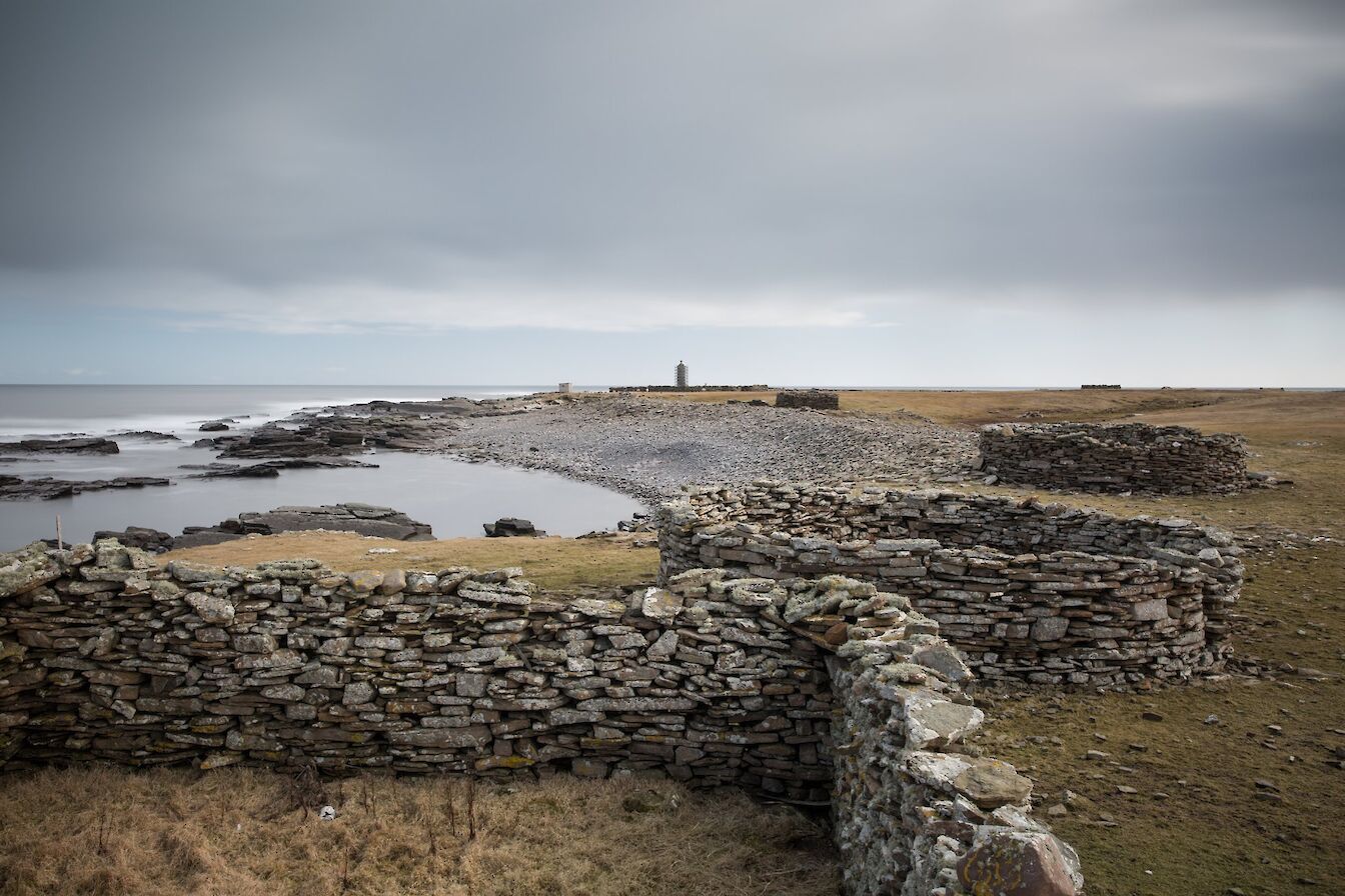 Part of the sheep dyke and punding area at the north end of the island