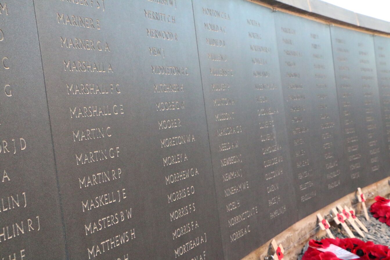 Part of the HMS Hampshire memorial wall, Marwick Head, Orkney