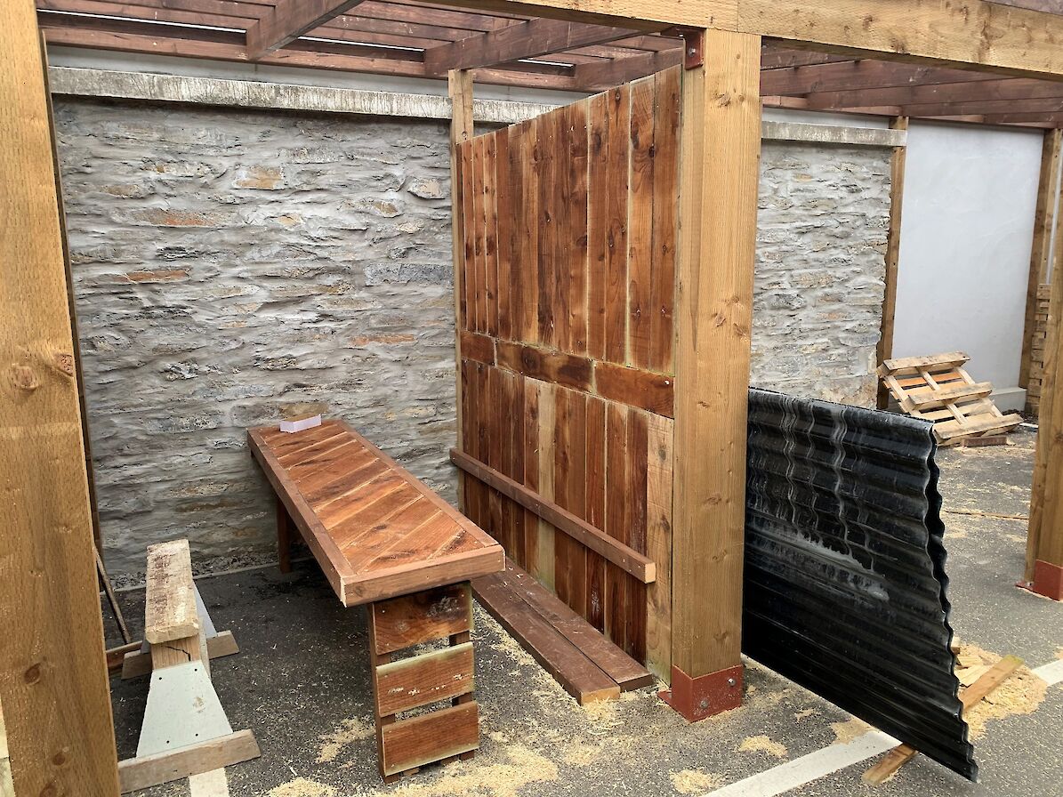 One of the private booths at 'Oot the back' nearing completion