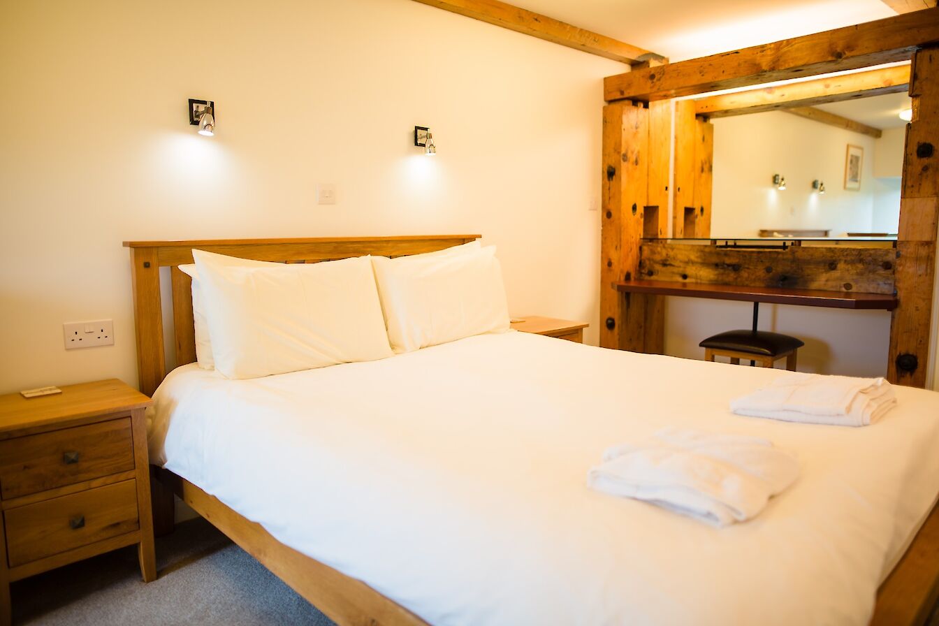 Inside one of the apartment bedrooms