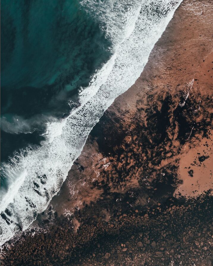Aerial view of the beach at Rackwick - image by Ally Velzian