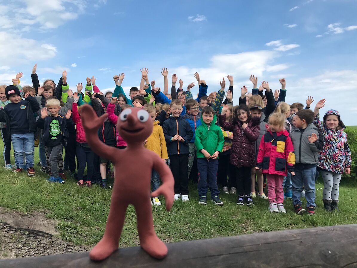 Big smiles with the pupils at Burray Primary School