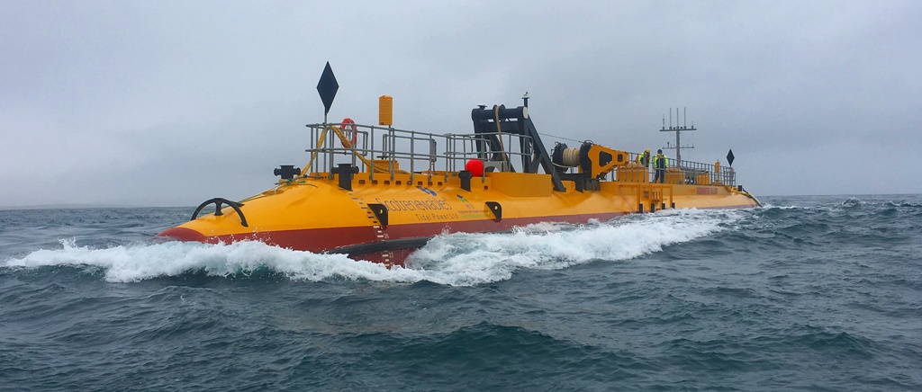 The SR2000 tidal power device being tested at EMEC's Fall of Warness site - image courtesy Orbital Marine