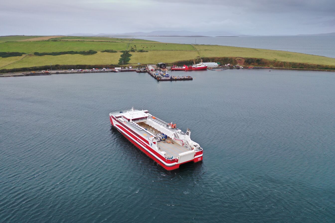 Pentland Ferries vessel Alfred arriving in St Margaret's Hope