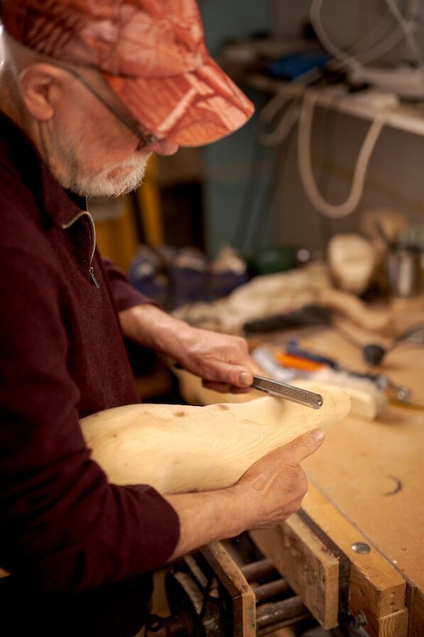 David Pierce at work at Woodwick Gallery