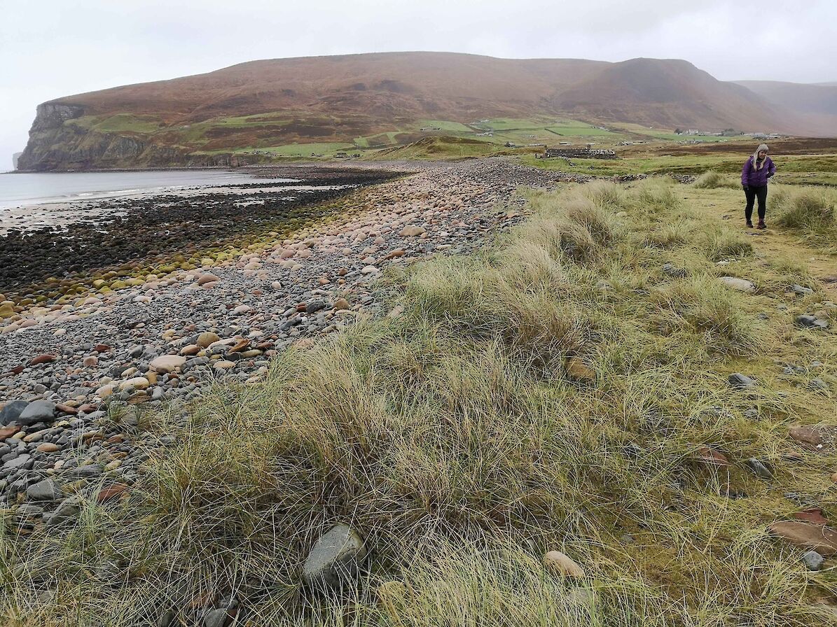 Laura Drever walking at Rackwick, Orkney