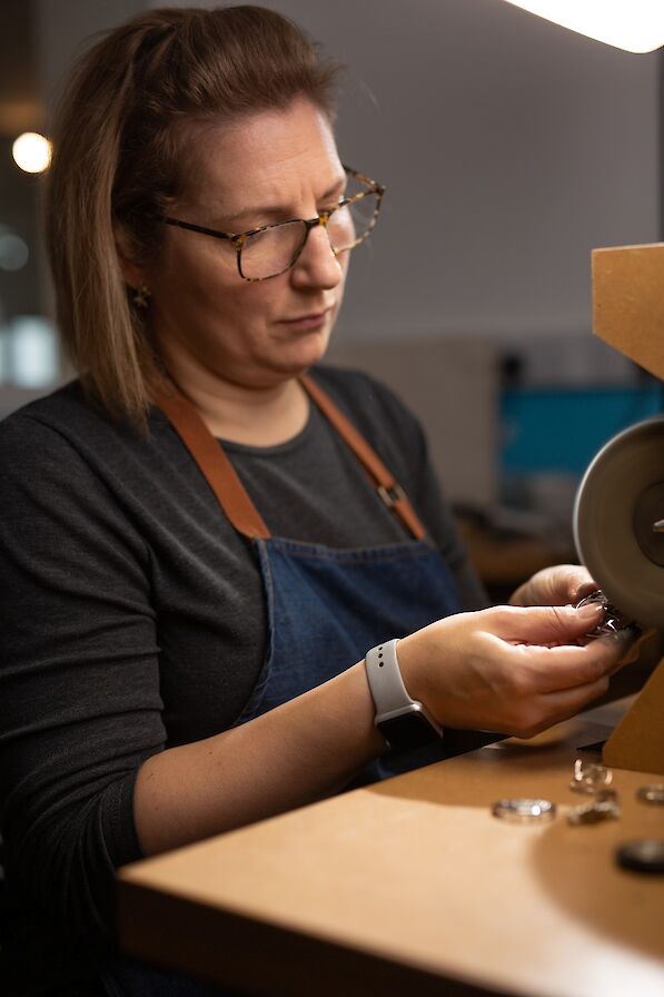 Celina Rupp at work in her studio