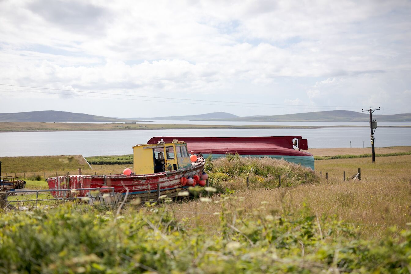 Painted boats in Rousay, Orkney