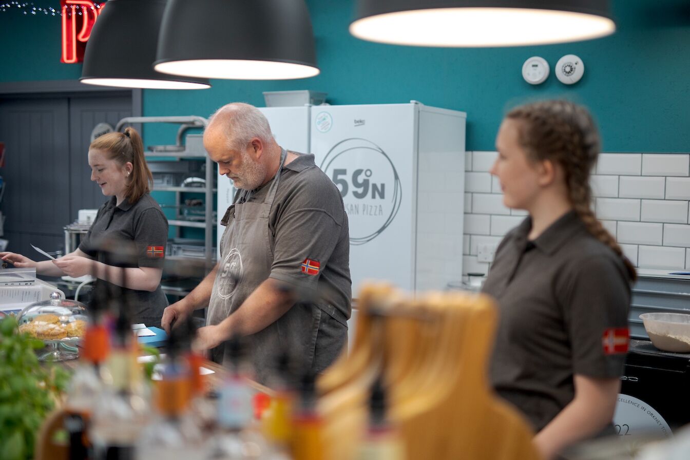 Jon and part of the team at 59 Degrees North, Sanday, Orkney