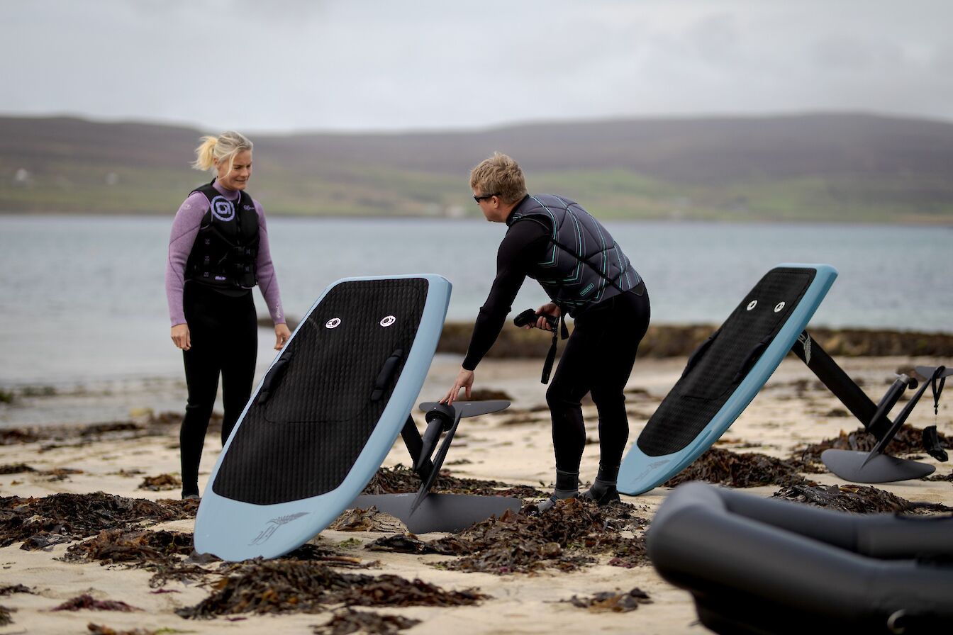 eFoil session at Sands of Evie, Orkney