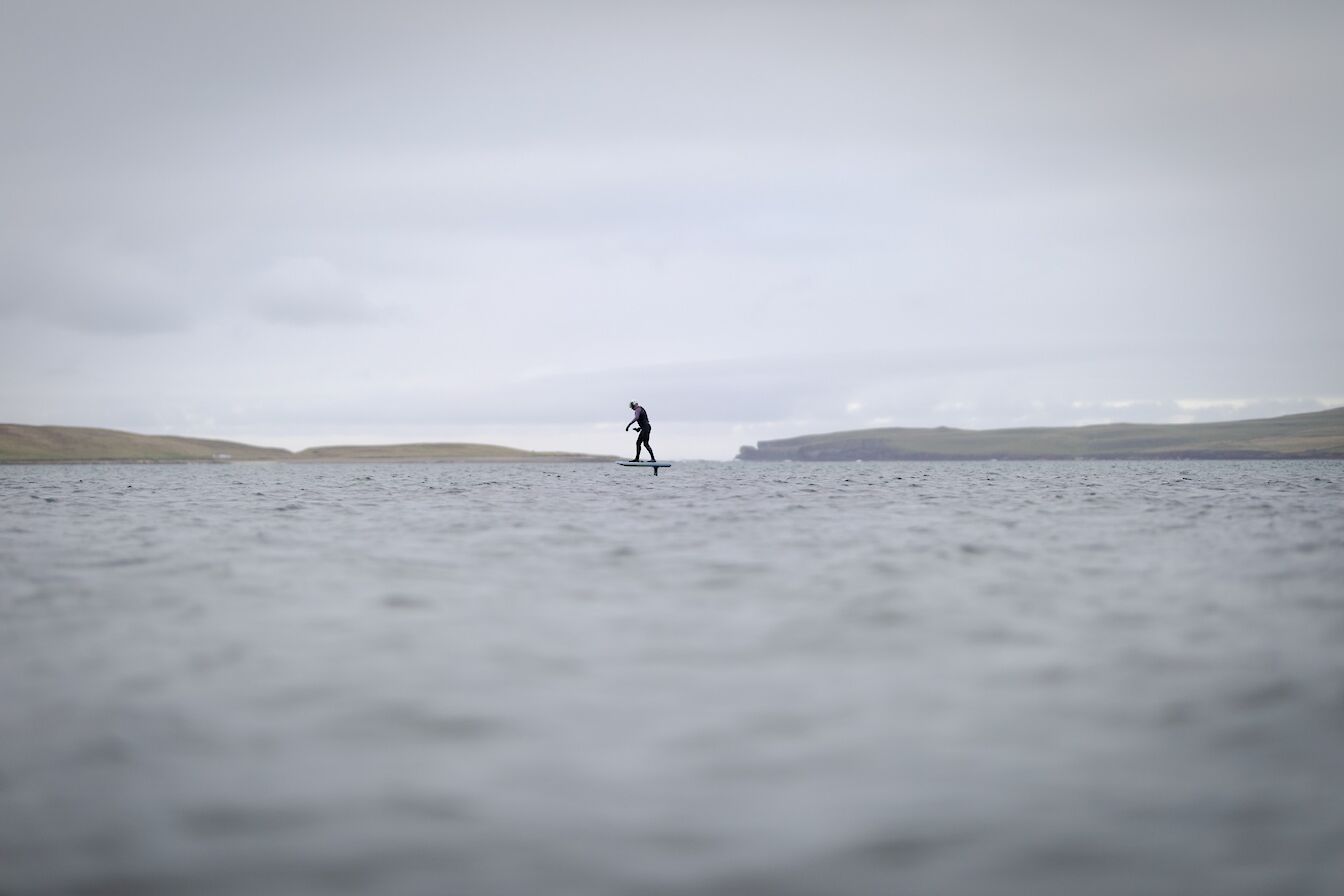 eFoil session at Sands of Evie, Orkney