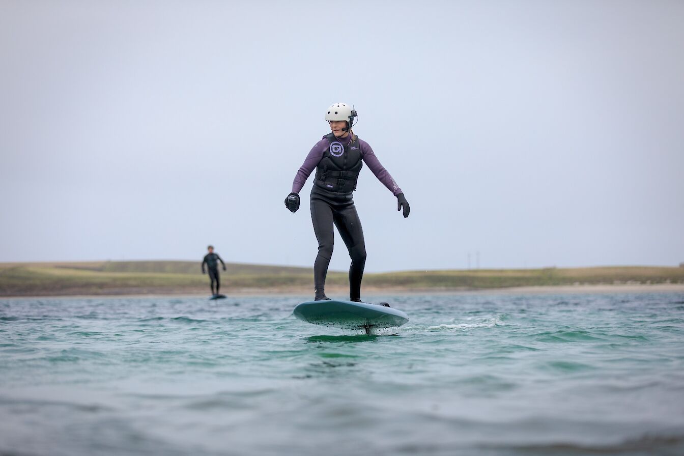 eFoil session at Sands of Evie, Orkney