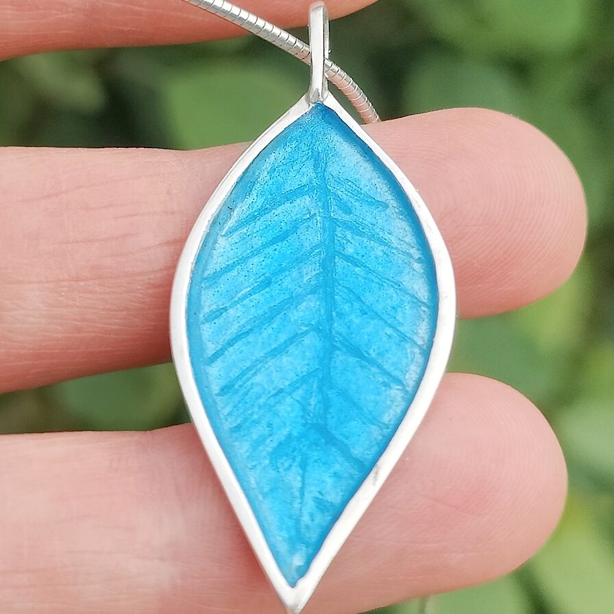Enamelled Spring Leaf Pendant