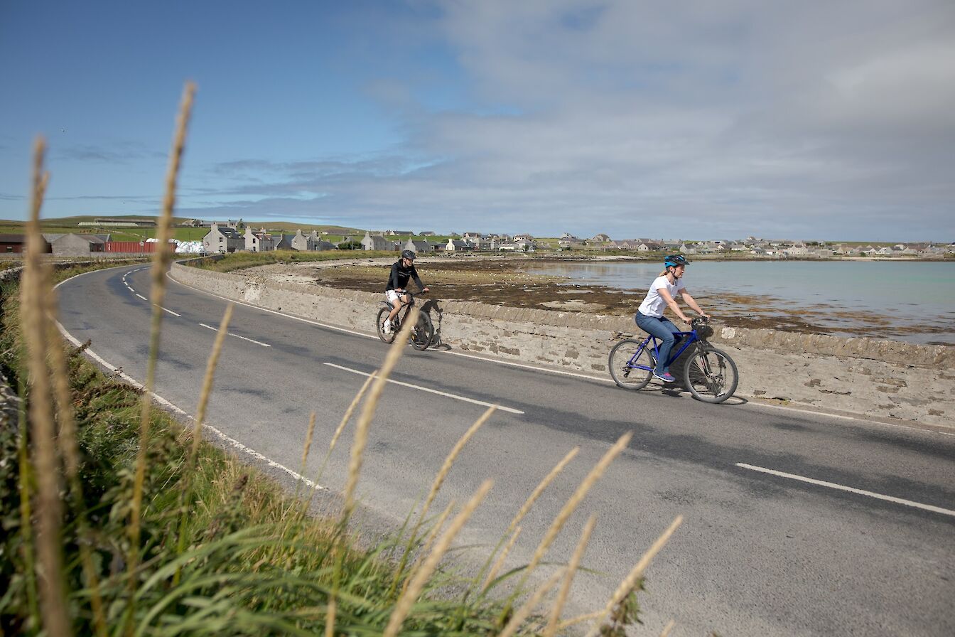 Cycling in Pierowall, Westray, Orkney