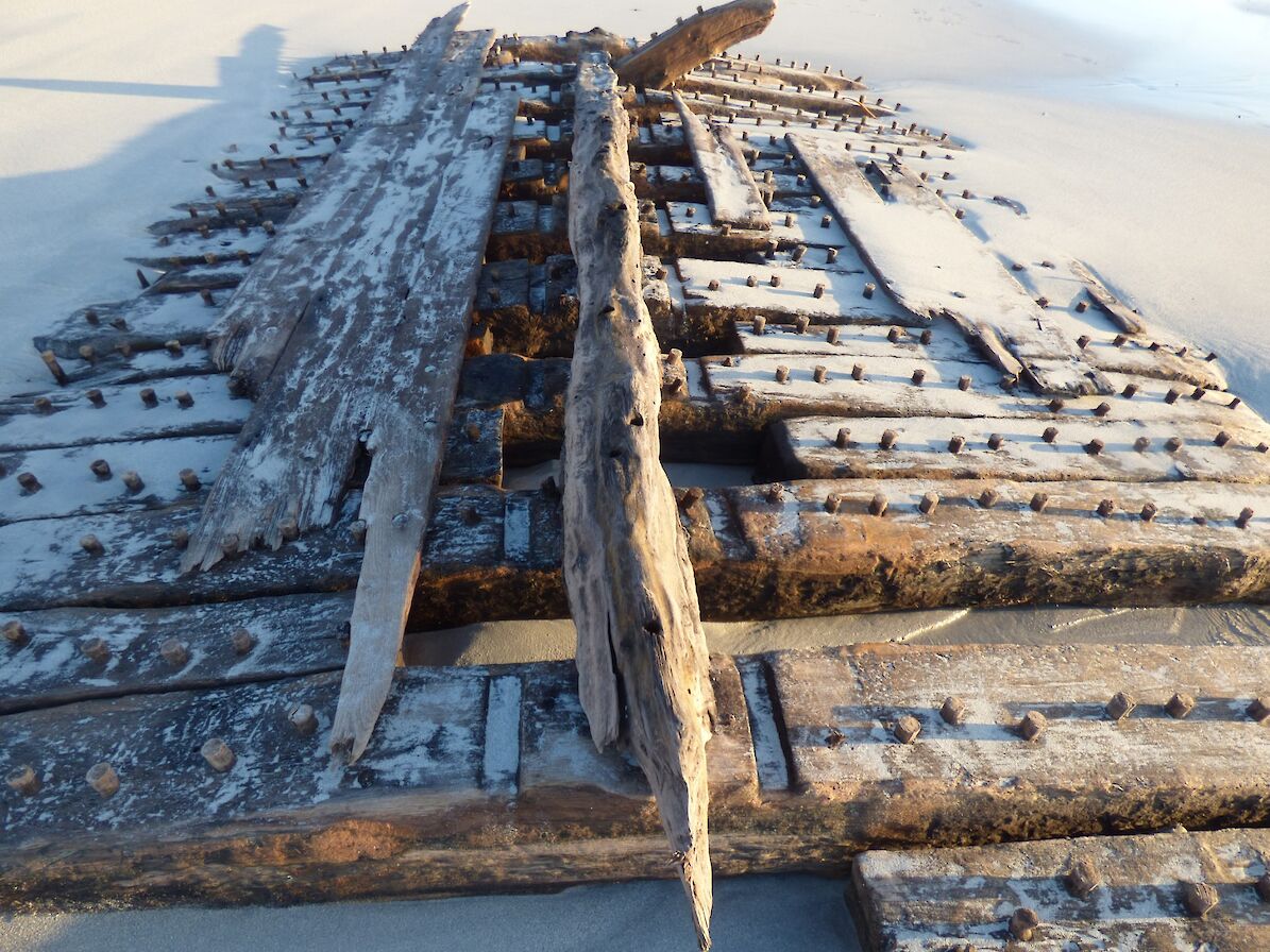 Shipwreck find on the beach in Sanday - image by Orkney Islands Council Archaeologist, Paul Sharman