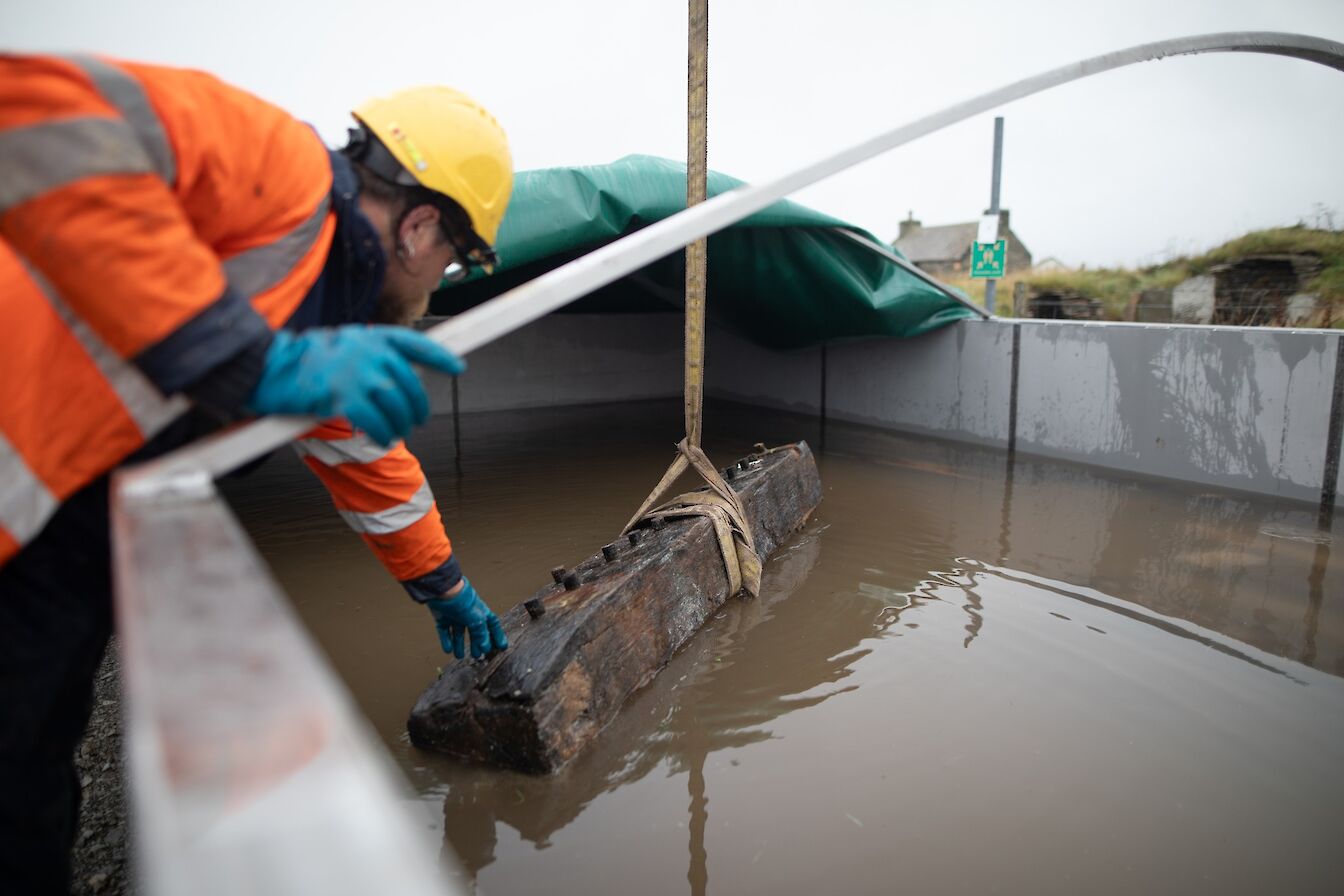 Sanday shipwreck find being submerged in freshwater tank, Orkney
