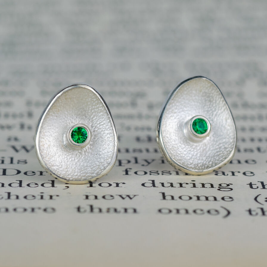Emerald Sea Button earrings