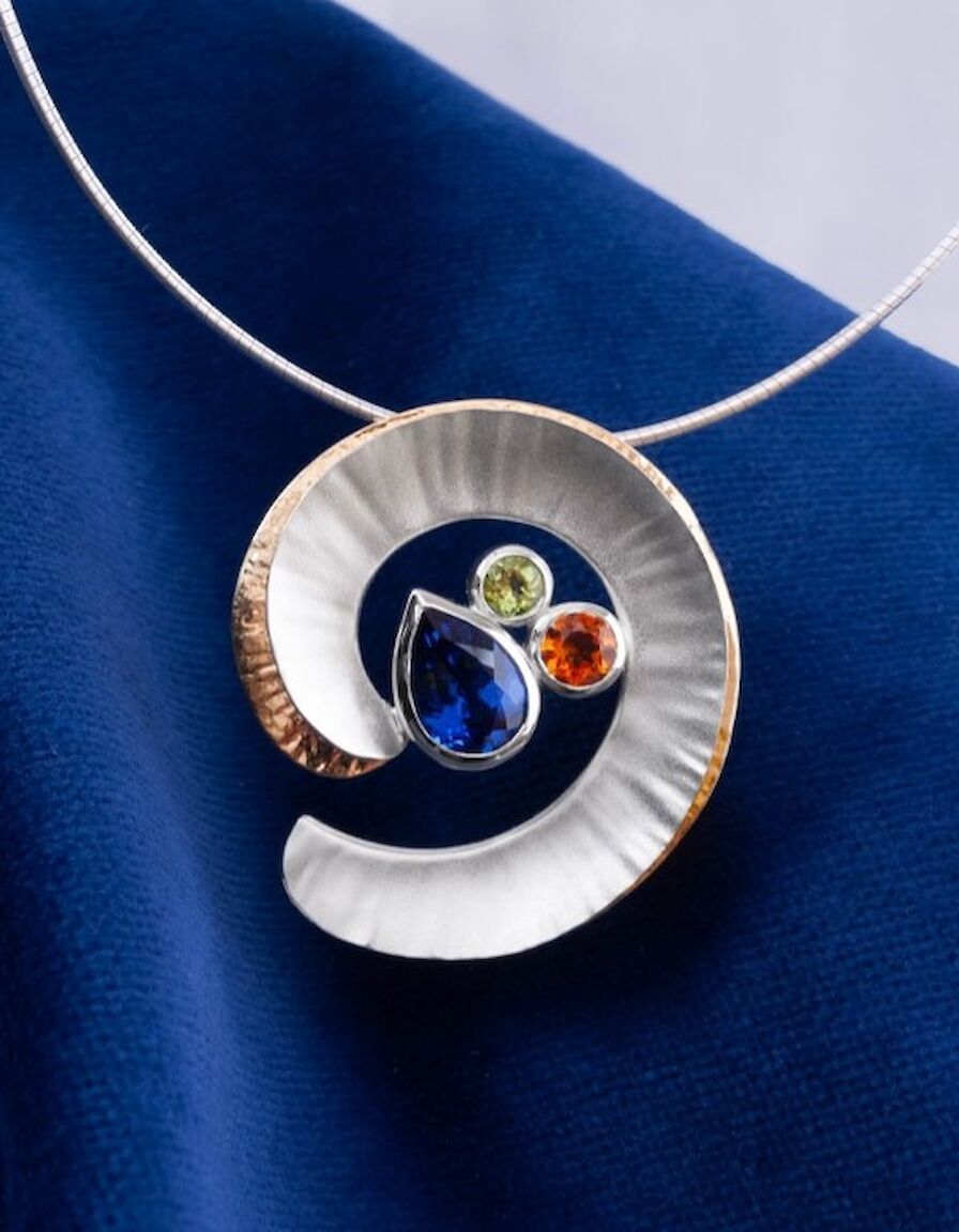 Statement Cluster Pendant with Sapphire, Madeira Citrine and Peridot