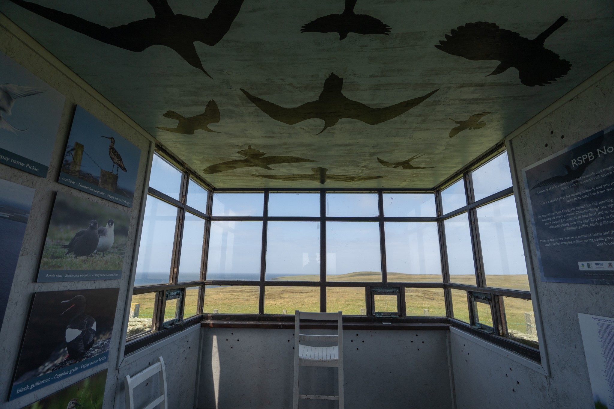 Bird hide at RSPB North Hill, Papa Westray, Orkney