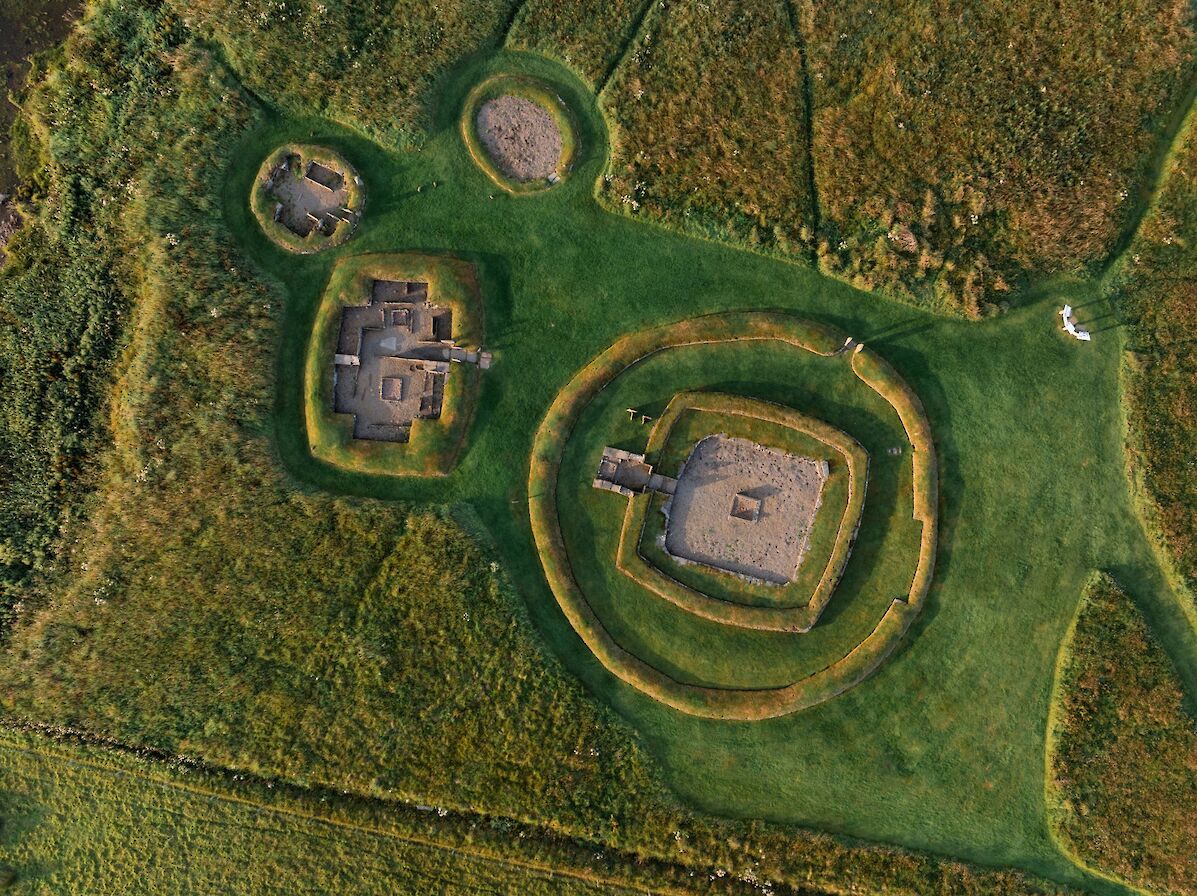Aerial view of the Barnhouse Settlement, Orkney