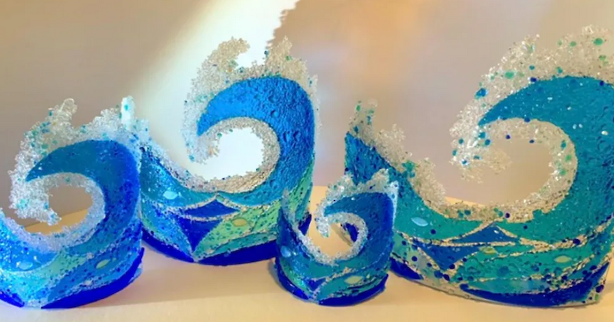 Fused Glass Spindrift Sea Wave