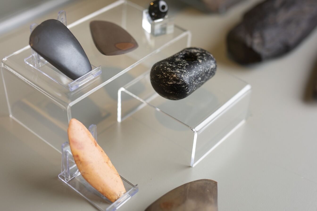 Artefacts from Tomb of the Eagles on display in the Orkney Museum