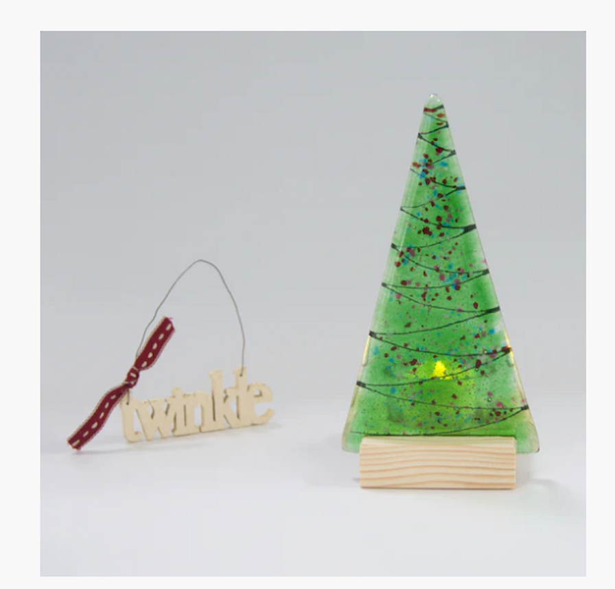 Christmas Tree Tea Light Holder Green