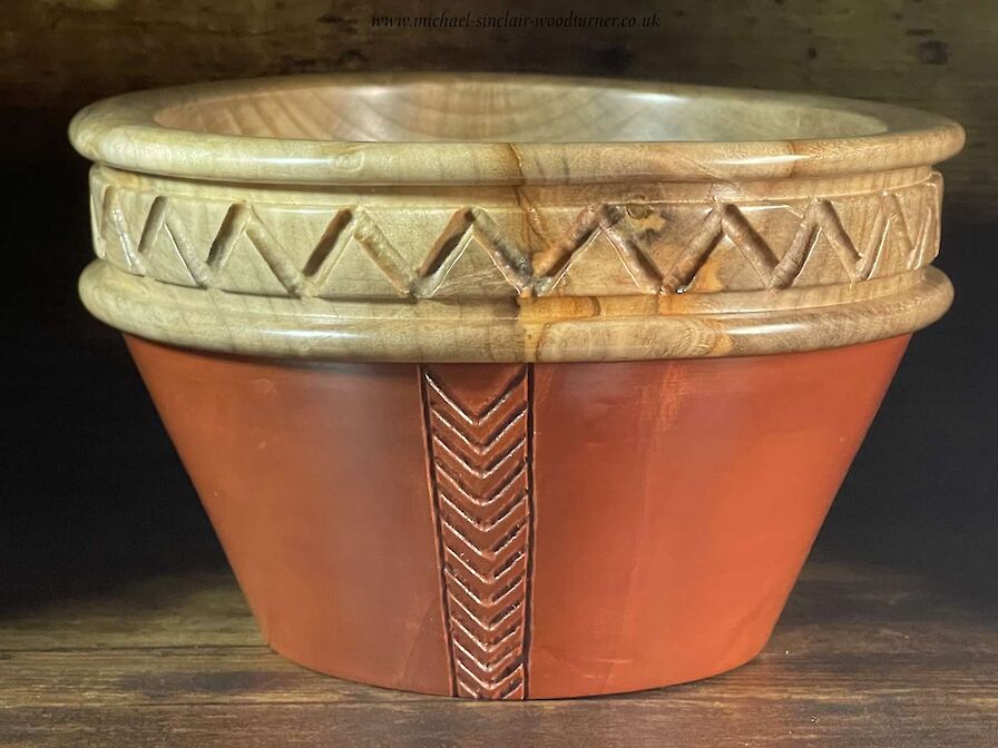Driftwood bowl, Neolithic Grooved ware inspired