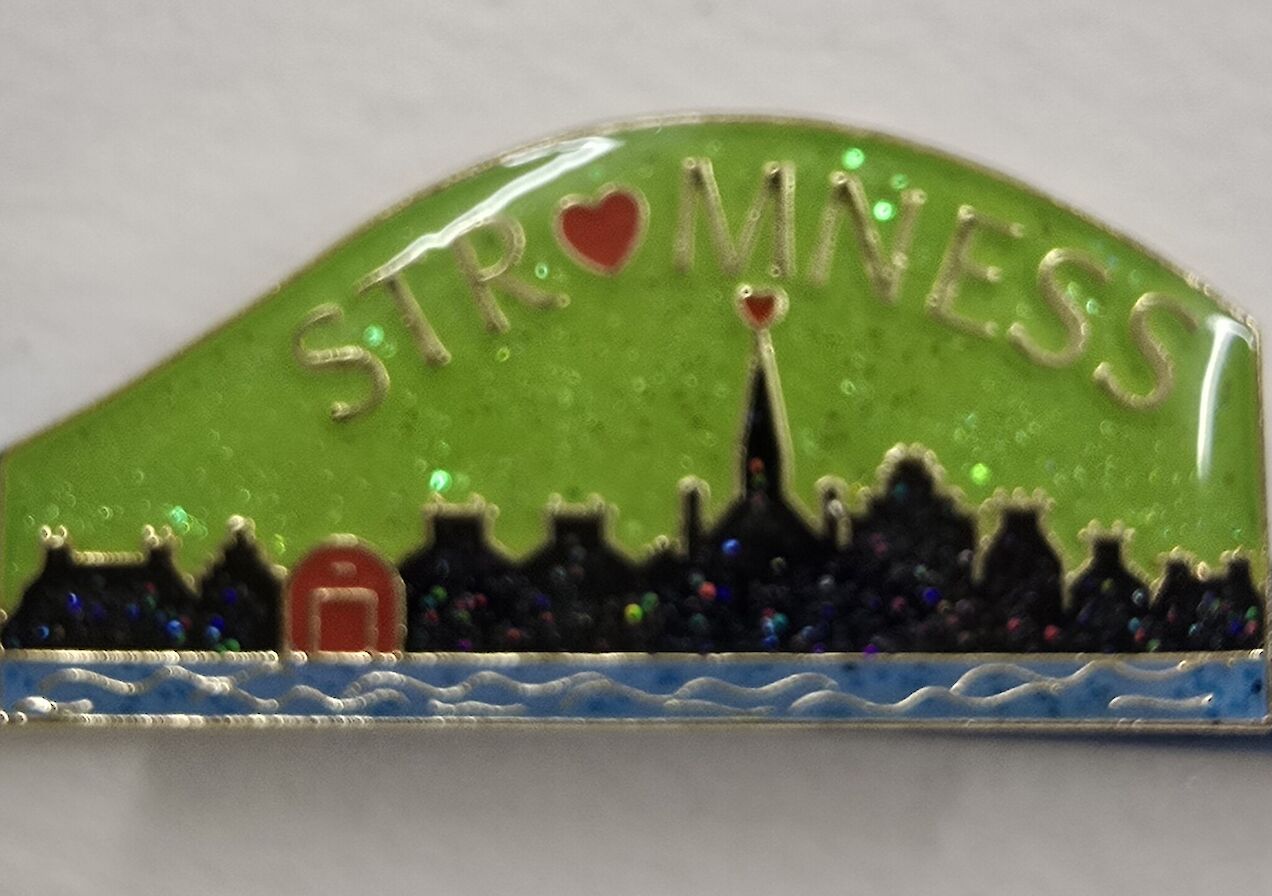 Jeannes pin/badge design for STROMNESS. Only sold in shop!