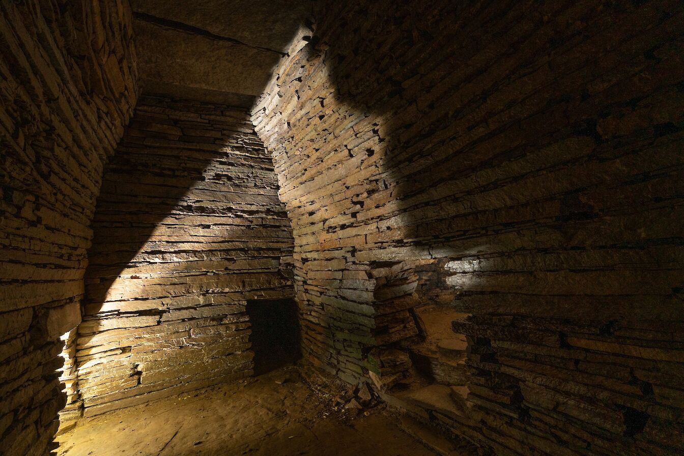 Inside Cuween Chambered Cairn, Orkney