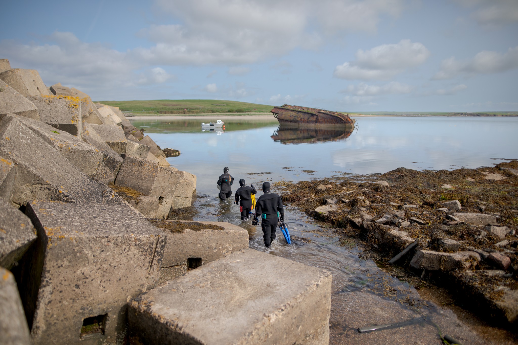 Snorkelling at the Churchill Barriers, Orkney