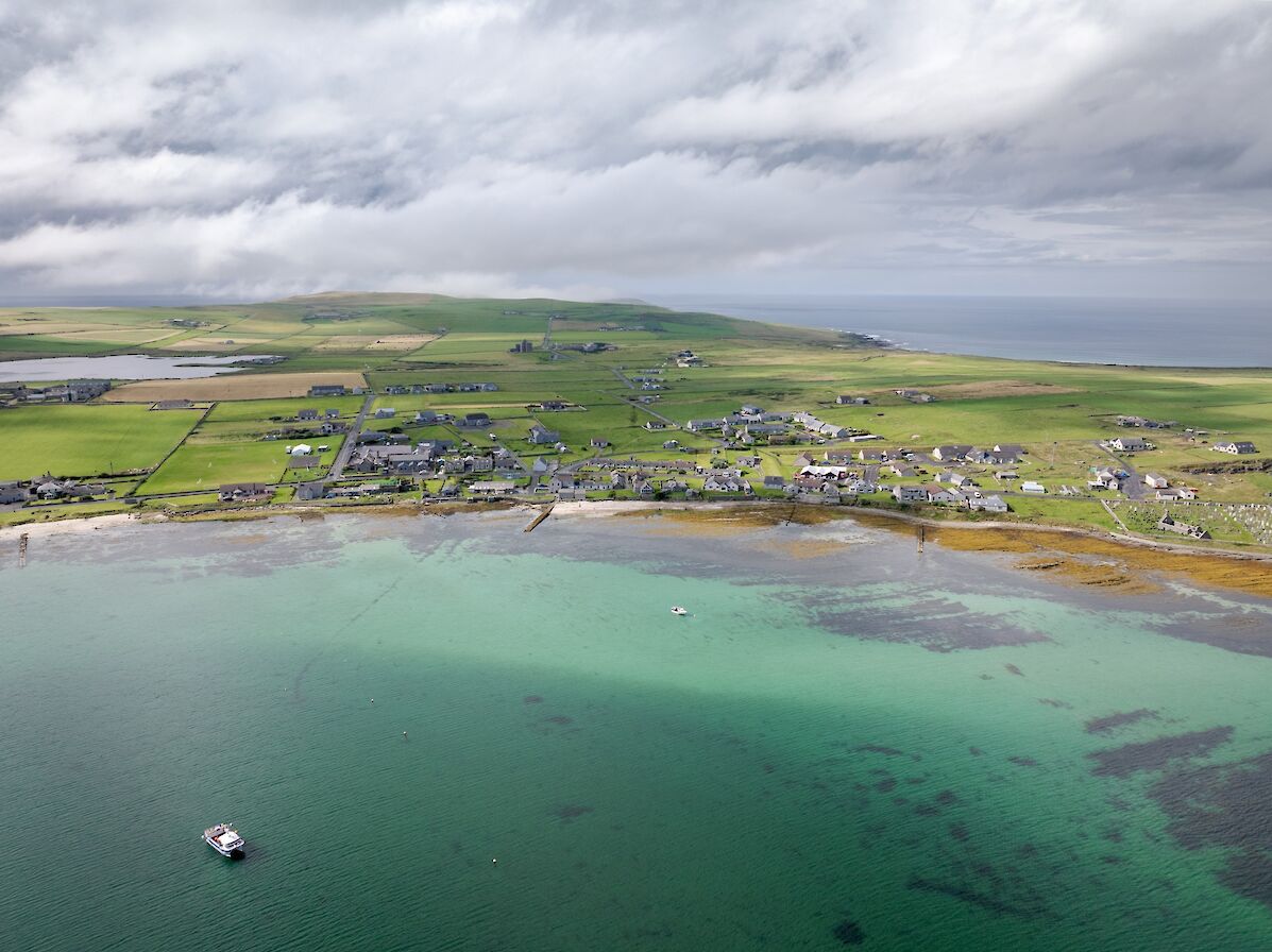 Aerial view of Pierowall, Orkney
