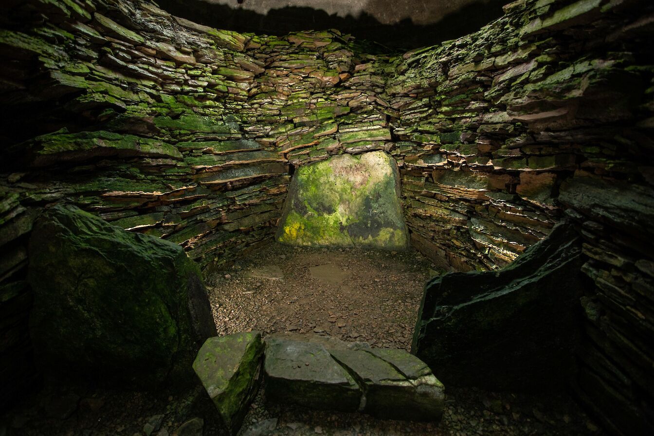 Inside Yarso Chambered Cairn, Orkney