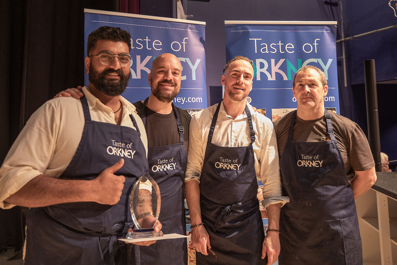 Orkney Master Chef 2026 contestants, from l-r, Monik Mistry, Paolo Cherubini, Richard Smith, and Roger Hall - image by Colin Keldie