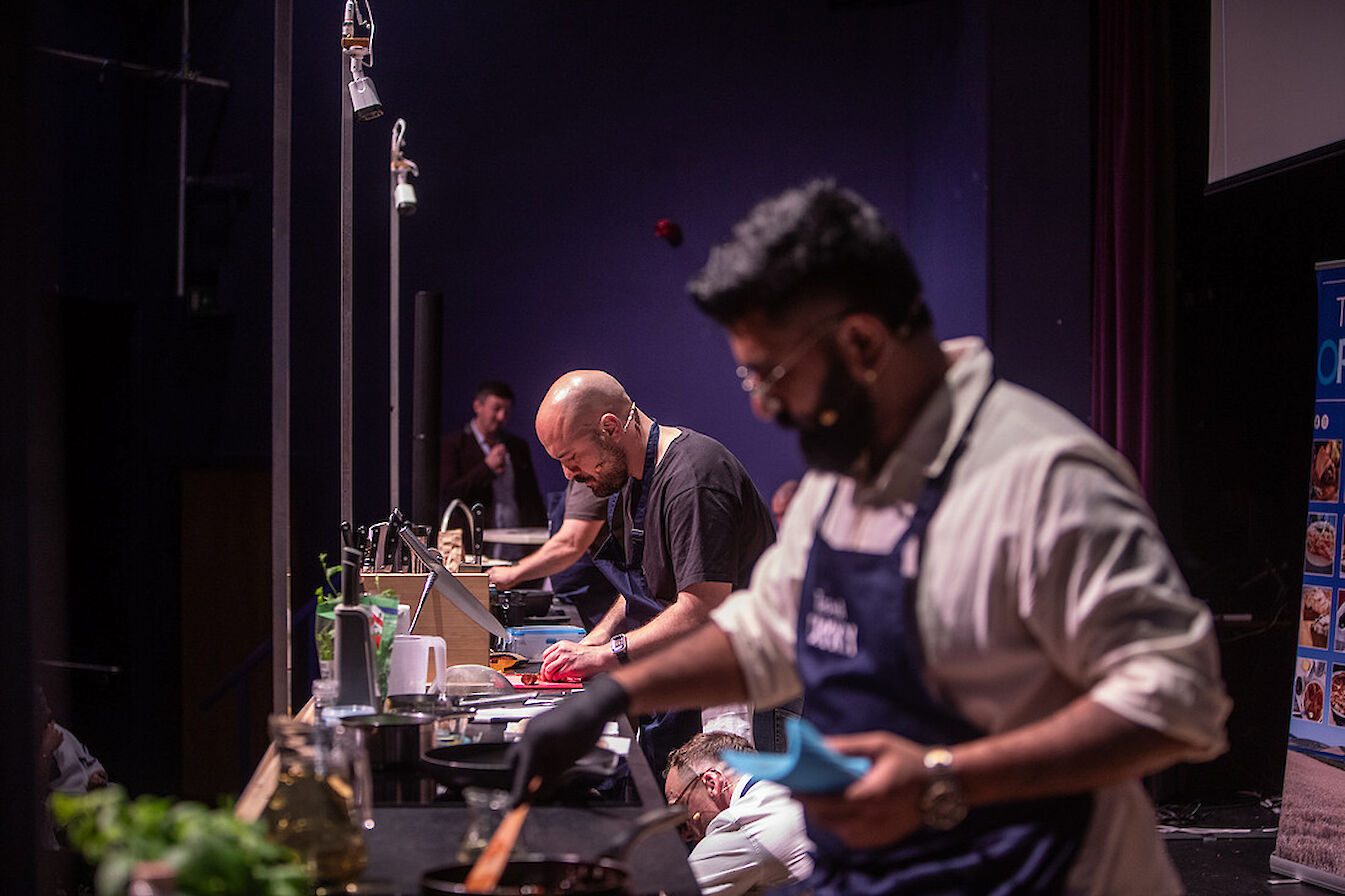 The chefs hard at work onstage - image by Colin Keldie