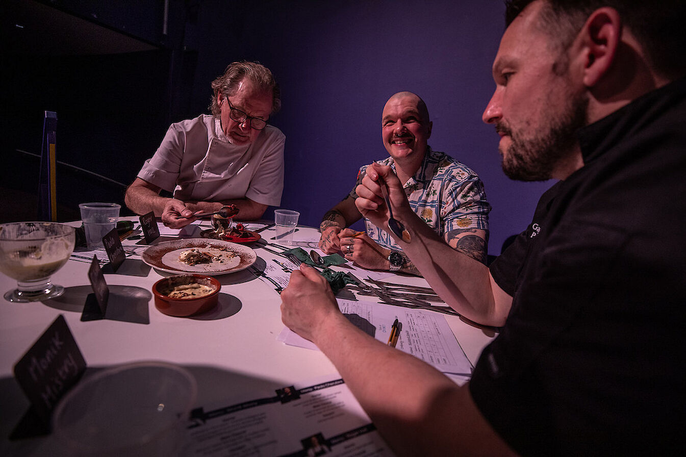 Judges Paul Rankin, Collin Van Schayk, and Gary Nicolson has the tough task of tasting each dish - image by Colin Keldie