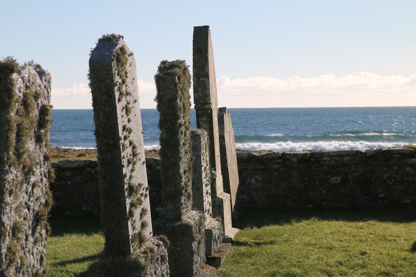 Lichen on some of the gravestones in the kirkyard at St Peter's